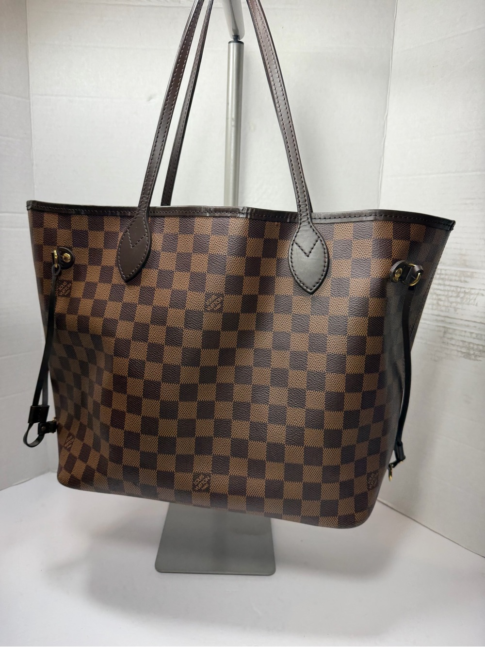 Louis Vuitton Neverfull PM Tote Bag Damier Ebene Canvas Red Interior with COA